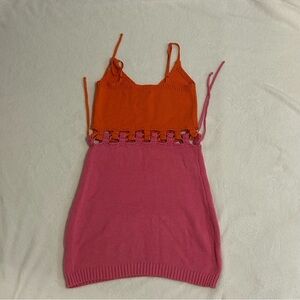 Blue Blush Orange and Pink Knit Dress Mini Dress Medium